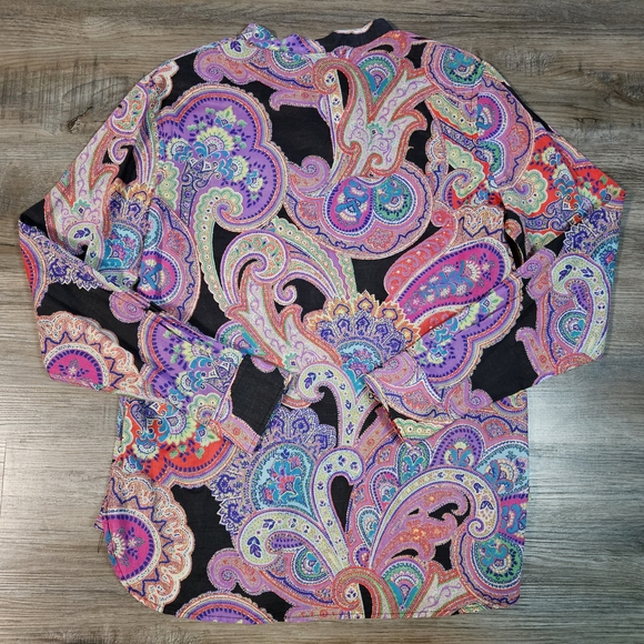 Lauren Ralph Lauren Paisley Long Sleeve Button Down Blouse - Picture 14 of 14